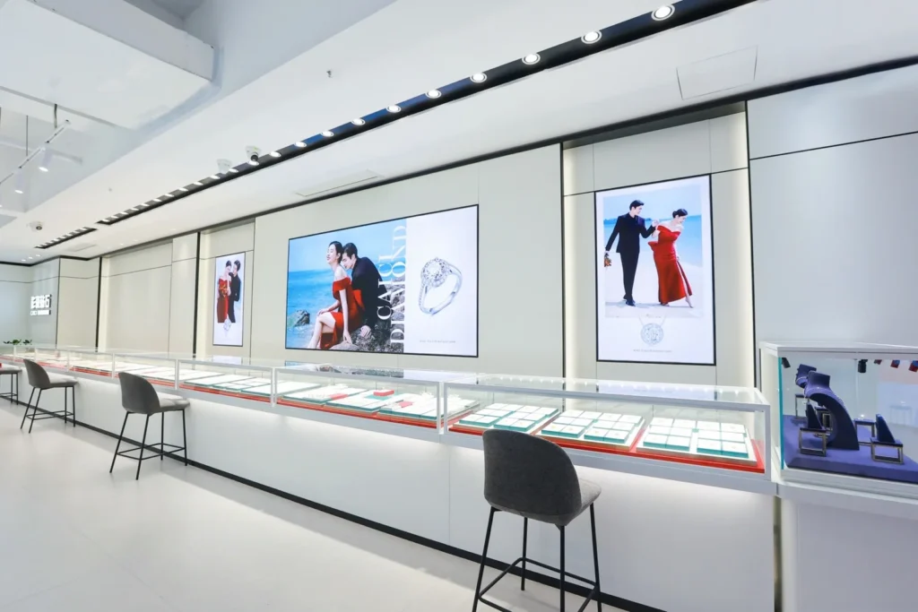 A wide view of the showroom interior.